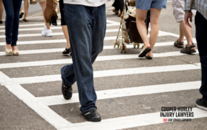 pedestrians walking on a crosswalk