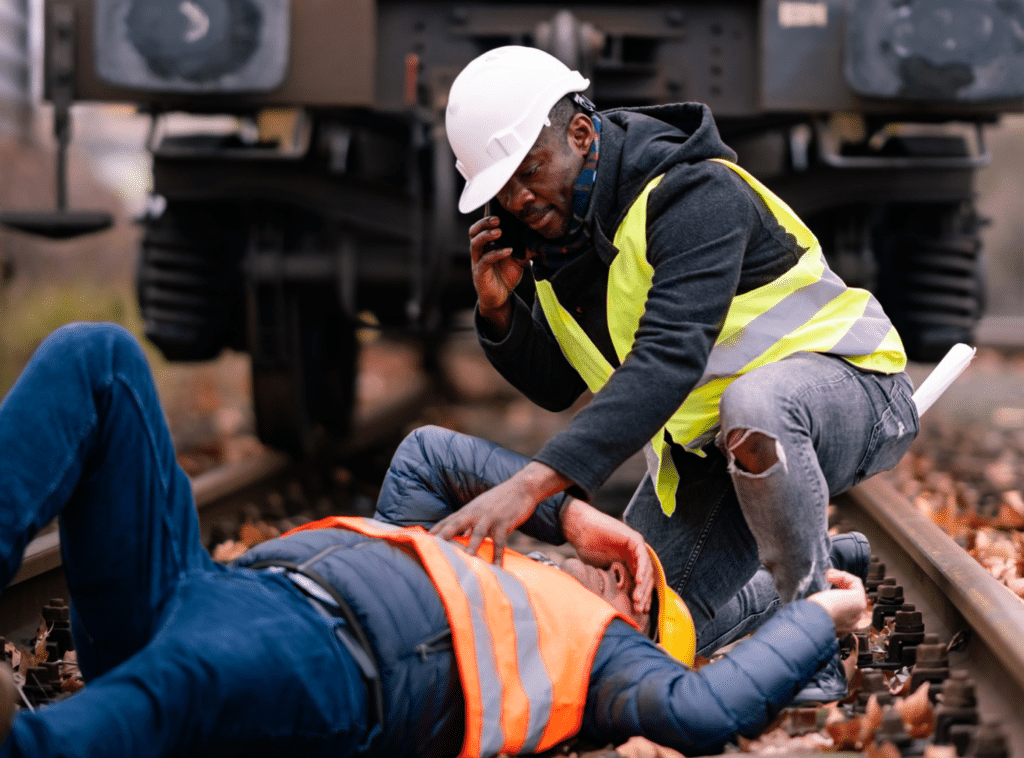 injured worker on railroad